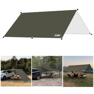 탑 랜더 대형 렉타 캠핑 방수 타프 차량용어닝 야외용 UV 차단, 천 타프만, 올리브 그린