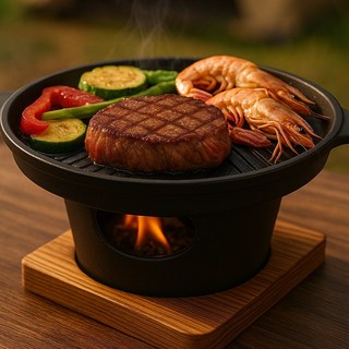 직화감성 올라운드 사용 프리미엄 미니 철합금 그릴 불판, 1세트, 20cm