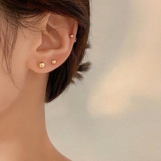 925 銀針 圓珠 耳環 迷你耳環 最後現貨 2色 迷你 珠珠 圓球 養耳洞 小豆豆 耳釘 耳棒 銀珠 金珠