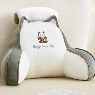 豆豆靠墊 柔軟親膚 人體工學設計 可拆卸頭枕 居家辦公必備, 招財三色喵