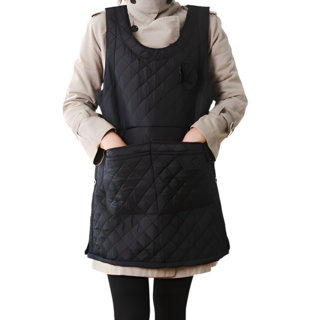 클리티아 기모 안감 보온 다이아 생활방수 장미 코사지 누비 원피스 앞치마 XL, 블랙, 1개