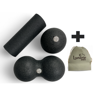 루나리에 마사지볼 세트 듀얼볼 싱글볼 미니폼롤러 강한 압박 셀프 지압 마사지 블랙 색상 3종 세트, 1개