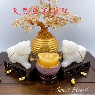Sweet Heart 田芯開運精選 天然招財進寶白玉貔貅一對，五色線銅鈴加持祈福開光儀式，結緣價, 款式ㄧ 單貔貅一對,開光