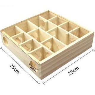 倉鼠迷宮玩具：益智木製遊戲屋 含爬梯食盆 黃金鼠適用, 1個, 大款長正形迷宮(已組裝)