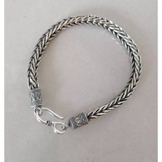 龍骨編織手環手鍊 No.47，925純銀足銀，龐克韓版男女同款