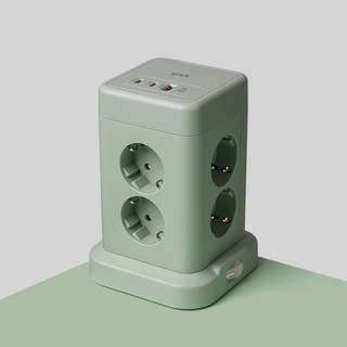 지클릭커 타워 8구 고용량 4000W USB 멀티탭 NP708PD 그린, 1개, 타워형 8구 그린, 2m