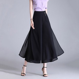 페이준 슬랙스 쉬폰 와이드 팬츠 라틴 라인 댄스바지 9부 바지 허리밴딩 치마바지 쉬폰 바지 WK926