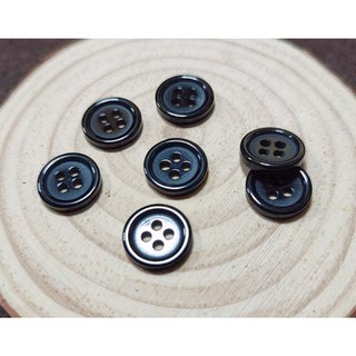 綺綺愛編織 11.5mm 四孔鈕扣 手作拼布 襯衫鈕扣 (白色/黑色), 1個, 黑色(15顆)