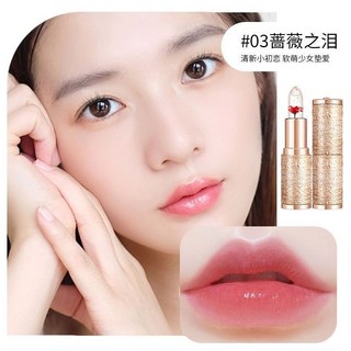 千人千色！ 鮮花瓣變色唇膏 果凍溫變口紅 彩妝 素顏口紅 感溫變色潤唇膏 護脣膏 口紅 XRoland 熱銷爆款, 1個, 03薔薇之淚