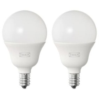 이케아 솔헤타 LED 전구 2개 E14 470 루멘 구형 오팔 화이트 웜 화이트, 주백색