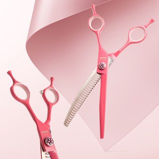 [APS-7028C] 아키즈 애착가위 전문가용 요술가위 민가위 숱가위 커브가위 애견미용가위, 2개, 핑크