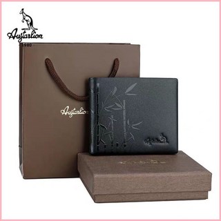 Augtarlion 頭層牛皮男士錢包 短款真皮皮夾 多卡位設計