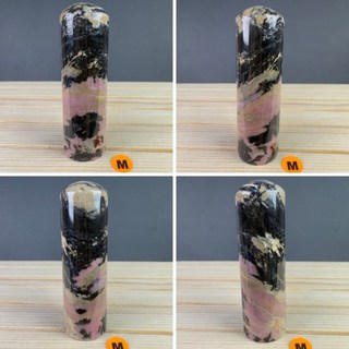 【晶星】天然紅薔薇輝石圓型印章 個人章 玫瑰石 薔薇輝石 原礦 礦石 水晶印章 開運 招財, 1個, M