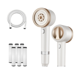 유주리빙 수압상승 4단조절 온오프 필터 샤워기헤드, 골드, 1개