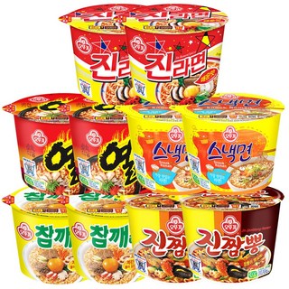 오뚜기 컵라면 큰컵 5종 10개세트(진라면매운맛2+열라면2+스낵면2+참깨라면2+진짬뽕2), 1개