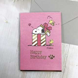 Hallmark SNOOPY 3D 立體氣球造型生日卡 (附信封) 經典可愛插畫設計, 1個裝, 粉色