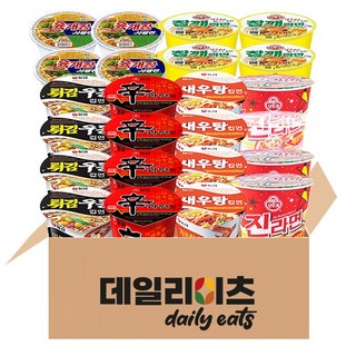 [데일리이츠] 농심 오뚜기 팔도 컵라면 6종 24개입 (육사발 4개 + 신라면 4개 + 튀김우동 4개 + 새우탕 4개 + 진라면 매운맛 4개 + 참깨라면 4개), 4세트