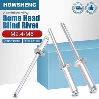 리벳못 리베트 HOWSHENG 5-100개 돔 헤드 블라인드 리벳 팝 M24m32m4m48m6 차량용 알루미늄 배기, 12mm, M4 25pcs