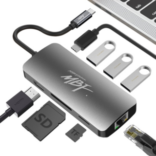 8in1 C타입 멀티 허브 87W PD 고속충전 데이터 전송 4K HD HDMI 지원 기가 랜 인터넷 연결 스마트폰 태블릿 패드 노트북 맥북 닌텐도 넷블릭스 TV 보기, 1개