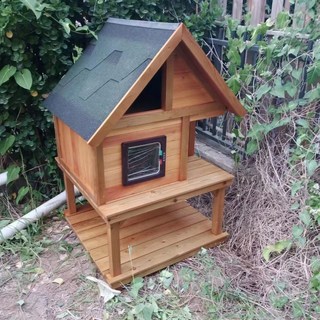 戶外貓屋流浪屋貓別墅寵物實木防雨防曬保暖，打造貓咪專屬的室外庭院溫馨小屋, 1個