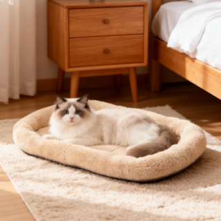 부드러운 펫 통세탁 강아지 고양이 겸용 쿠션 방석 보온매트, 1개, 베이지