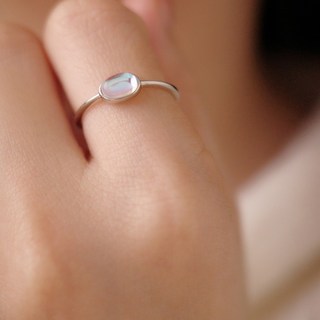 UME 月光石橢圓形/水滴型 S925純銀戒指 洗手可戴 開口可調