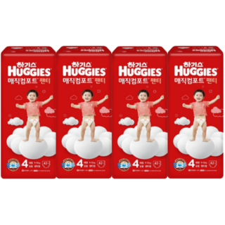 하기스 남녀공용 매직컴포트 팬티형 기저귀, 4단계, 168매