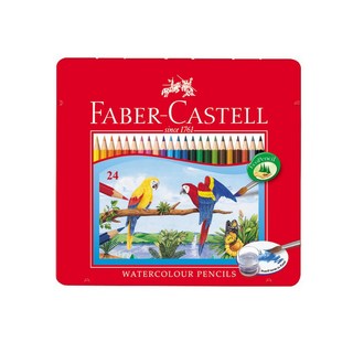 Faber-Castell 輝柏 水性彩色鉛筆 24色鐵盒裝，色彩鮮明，水溶性佳，適合繪畫、素描及插畫創作, 1個