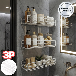 라온플로우 무타공 스틸선반 욕실 다용도 수납, 3개, 퓨어 화이트