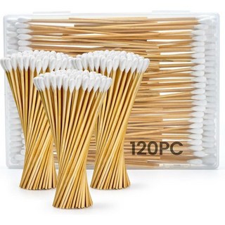 보관함이 있는 120PCS 긴 면봉 6인치 반려견 귀봉 중소형 반려동물 귀 청소용 부드러운 부드럽고 보푸라기 없는 반려견을 위해 특별히 설계된 중형, M:120PCS