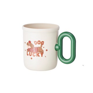 【BAGEL蓓果 】現貨 臘腸小狗 加厚耐摔 可愛撞色 情侶杯, 1個, 小狗漱口杯(綠色手柄), 小狗漱口杯(綠色手柄)