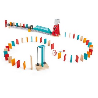 Hape 機器巨臂骨牌遊戲組 骨牌 專注力 益智玩具 動腦 機關 隧道 排列 滾珠, 1個, Multicolor