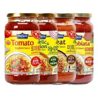 오뚜기 프레스코스파게티소스 4종 각 토마토&마늘양파&미트&페퍼로니아라비아따, 1세트