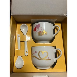 金莎巧克力陶瓷對杯禮盒，情侶對杯，附湯匙，精美禮盒包裝，送禮自用兩相宜, 1個