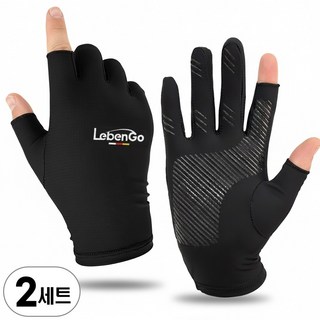 등산장갑 낚시장갑 여성 남성 운전장갑 2세트, 블랙