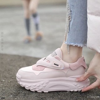 限時下殺 內增高女鞋2024春秋新款百搭粉色運動休閒鞋厚底阿甘鞋小個子單鞋輕便防滑RRKO