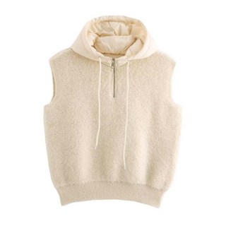 레크레아 여성 울양털 패딩후드 니트조끼 여성 골프웨어 라운딩룩 베스트