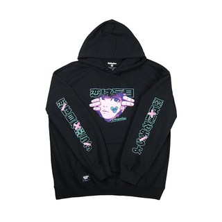 Unuseless 愛情是盲目的 寬版落肩帽T (黑)