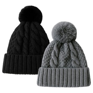 라뷰드 1+1 꽈배기 니트 방울 비니