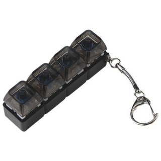 LED 키캡 키링 열쇠고리 RGB 청축 딸깍이 스위치 가방 차키 키링, 1개, 블랙 4구