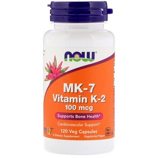 NOW Foods MK-7維生素K-2素食膠囊 100mcg, 120顆, 1罐