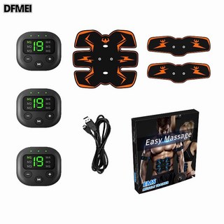 DFMEI 爆款數顯充電款腹肌貼腰帶健身器材懶人運動家用健腹儀黃色腹肌貼, 1個, FS66黃色三件套