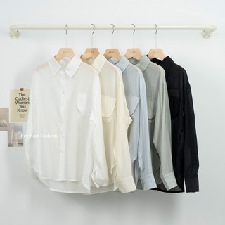 【Fee現貨】韓版透膚長袖襯衫，薄款透氣女上衣，多色可選，韓系夏季穿搭必備