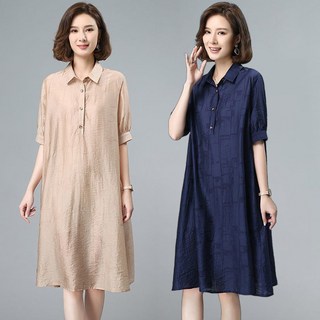 여름 얇은 셔츠형 오버핏 반팔 원피스 루즈핏 하늘하늘 시원한 하객원피스 드레스