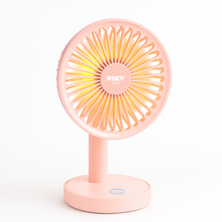 윈디 미니 탁상용 선풍기 사무실 독서실 무소음 캠핑 무드등, 핑크