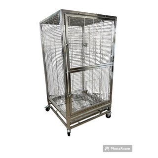 SUS304 兩呎四方白鐵方管籠 (雙開大門) 龍貓 蜜袋鼯適用, 1個, 一組（含底、輪組）