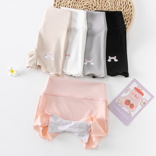 兒童鯊魚褲三分薄款-夏日清涼舒適打底褲-透氣冰絲加襠高腰女童安全褲