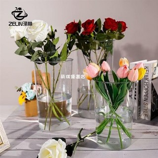 【熱銷 】 亞克力花瓶 亞克力醒花桶養花鮮花瓶深水家用插花塑膠花店專用透明大號醒花筒, 小號圓形,亞克力養花筒（不含花）