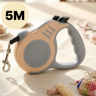 라운드샵 꼬임방지 강아지 자동 리드줄, 1개, 그레이베이지