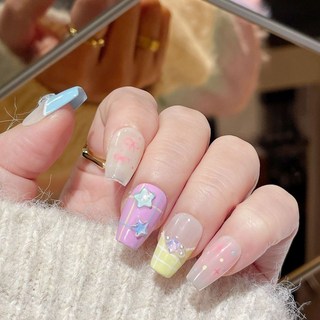 純手工 指甲貼片 含五配件 H5, 1個, H084-中T-M碼長約2公分